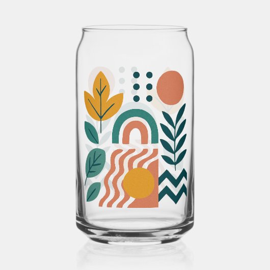 Moderne Boho Abstracte Natuur muurkunst Blikvorm Glas (Achterkant)