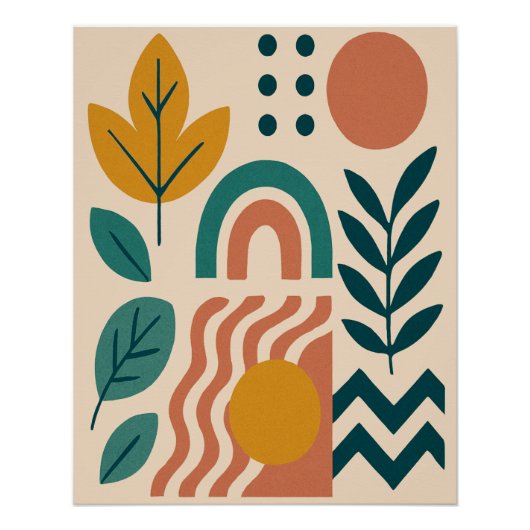 Moderne Boho Abstracte Natuur muurkunst Perfect Poster (Voorkant)