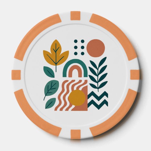 Moderne Boho Abstracte Natuur muurkunst Poker Chips (Voorkant)