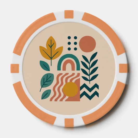 Moderne Boho Abstracte Natuur muurkunst Poker Chips (Voorkant)