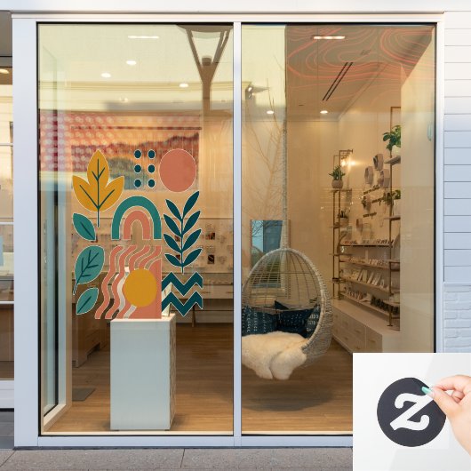 Moderne Boho Abstracte Natuur muurkunst Raamsticker (Winkelraam)