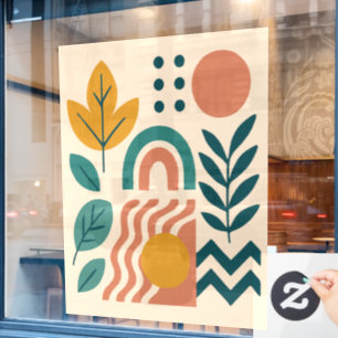 Moderne Boho Abstracte Natuur muurkunst Raamsticker