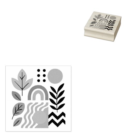 Moderne Boho Abstracte Natuur muurkunst Rubberstempel (Gestempeld)