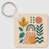 Moderne Boho Abstracte Natuur muurkunst Sleutelhanger (Voorkant)