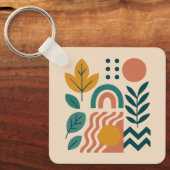 Moderne Boho Abstracte Natuur muurkunst Sleutelhanger (Voorkant)