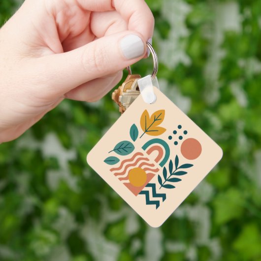 Moderne Boho Abstracte Natuur muurkunst Sleutelhanger (Hand)