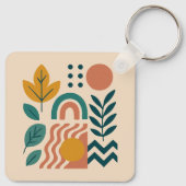 Moderne Boho Abstracte Natuur muurkunst Sleutelhanger (Achterkant)
