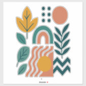 Moderne Boho Abstracte Natuur muurkunst Sticker (Vel)