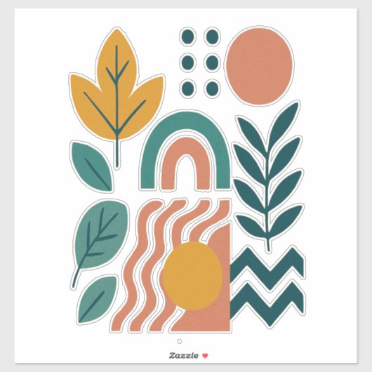 Moderne Boho Abstracte Natuur muurkunst Sticker (Vel)