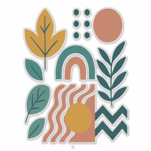 Moderne Boho Abstracte Natuur muurkunst Sticker (Voorkant)