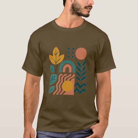 Moderne Boho Abstracte Natuur muurkunst T-shirt (Voorkant)