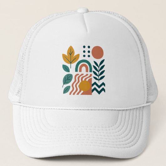 Moderne Boho Abstracte Natuur muurkunst Trucker Pet (Voorkant)