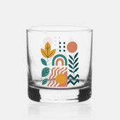 Moderne Boho Abstracte Natuur muurkunst Whisky Glas (Achterkant)