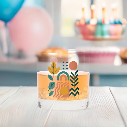 Moderne Boho Abstracte Natuur muurkunst Whisky Glas (Insitu (Baby Shower))