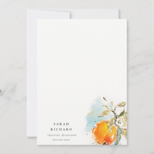 Moderne Boho Abstracte schetsmatige Oranje tuin Notitiekaartje (Voorkant)