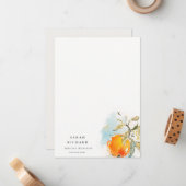 Moderne Boho Abstracte schetsmatige Oranje tuin Notitiekaartje (Voorkant / Achterkant in situ)