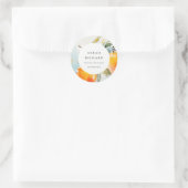 Moderne Boho Abstracte schetsmatige Oranje tuin Ronde Sticker (Tas)