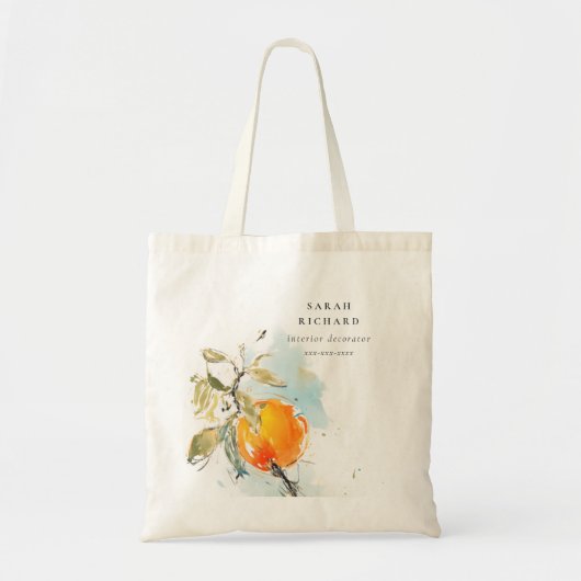 Moderne Boho Abstracte schetsmatige Oranje tuin Tote Bag (Voorkant)