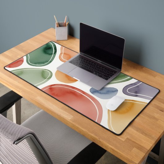 Moderne Boho Abstracte Waterverfkiezelstenen Bureaumat (Kantoor 2)