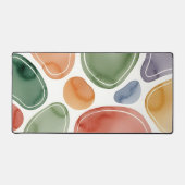 Moderne Boho Abstracte Waterverfkiezelstenen Bureaumat (Voorkant)