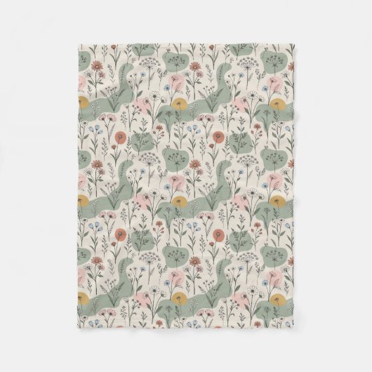 Moderne Boho Abstracte Wilde Bloemen Dekbed Fleece Deken (Voorkant)