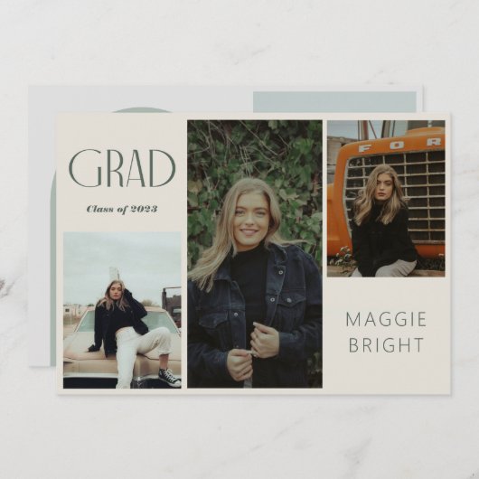 Moderne boho afstudeerder multi-foto open huis kaart (Voorkant / Achterkant)