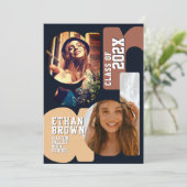 Moderne Boho Afstudeerfeest Uitnodiging (Staand voorkant)