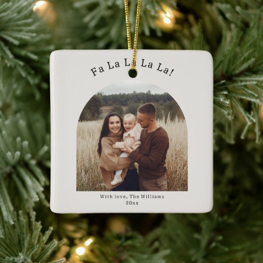 Moderne Boho Arch Beige Fa La La La Keramisch Ornament (Boom)