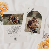 Moderne Boho Arch Beige Joyful Two Foto Feestdagenkaart