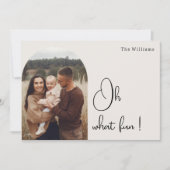 Moderne Boho Arch Beige Oh Wat leuk Twee Foto Feestdagenkaart (Voorkant)