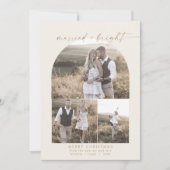 Moderne Boho Arch | Cream Fotocollage Pas getrouwd Feestdagenkaart (Voorkant)