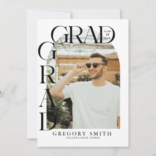 Moderne Boho Arch Foto Afstuderen Aankondiging (Voorkant)