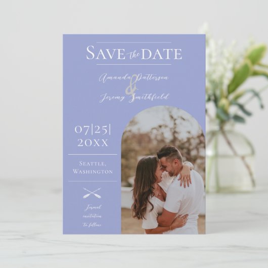 Moderne Boho Arch-foto | alikruik Save The Date (Staand voorkant)