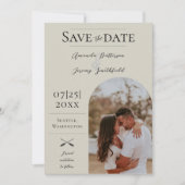 Moderne Boho Arch-foto | Beige Bewaar de datum Save The Date (Voorkant)