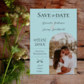 Moderne Boho Arch-foto | Blauwgroen De datum opsla Save The Date