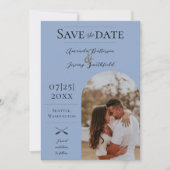 Moderne Boho Arch-foto | Dusty Blue Save The Date (Voorkant)