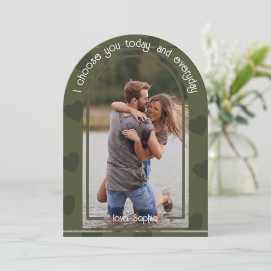 Moderne Boho Arch Foto Ik kies U Valentijnsdag Kaart (Staand voorkant)