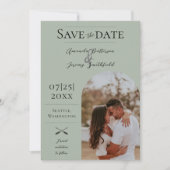 Moderne Boho Arch-foto | Sage Green Save The Date (Voorkant)