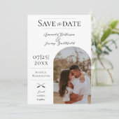 Moderne Boho Arch-foto | Wit Bewaar de datum Save The Date (Staand voorkant)