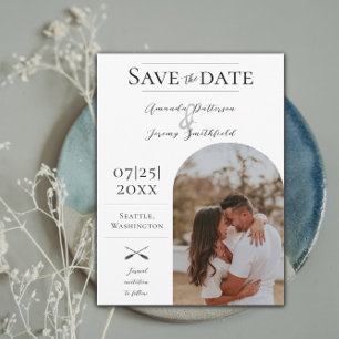 Moderne Boho Arch-foto   Wit Bewaar de datum Save The Date