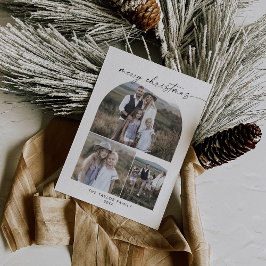 Moderne Boho Arch Fotocollage Vrolijk Kerstfeest Feestdagenkaart