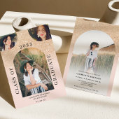 Moderne boho arch goudchic roze 4 foto-afstuderen kaart