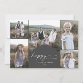 Moderne Boho Arch | Grijze Multi Fotofamilie Feestdagenkaart (Voorkant)