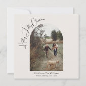 Moderne Boho Arch Groen Holly Jolly Kerstfoto Feestdagenkaart (Voorkant)