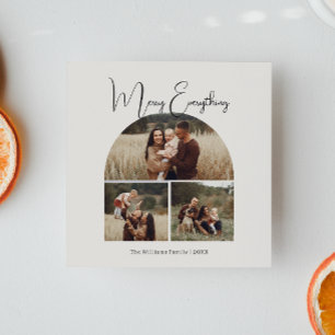 Moderne Boho Arch Groen Merry Alles 3 Foto Feestdagenkaart