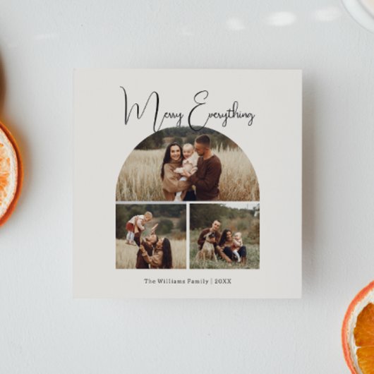 Moderne Boho Arch Groen Merry Alles 3 Foto Feestdagenkaart