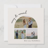 Moderne Boho Arch Groen Vrolijk & Getrouwd Drie Fo Feestdagenkaart (Voorkant)