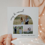 Moderne Boho Arch Groen Vrolijk & Getrouwd Drie Fo Feestdagenkaart<br><div class="desc">Vier de vreugde van het seizoen met deze moderne boho boog groen vrolijk & getrouwd drie foto vakantie kaart. Het unieke en chique bewerkbare script creëer is een vleugje charme en individualiteit. Het eenvoudige, elegante zwart-wit ontwerp, met een klassieke bohemian boog lijst, roept een grillige winterambiance op. Het minimale en...</div>