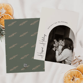 Moderne Boho Arch Groene gelukkigste feestdagen Fo Feestdagenkaart