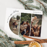 Moderne Boho Arch Joy In Alle Dingen Drie Foto Feestdagenkaart<br><div class="desc">Vier de vreugde van het seizoen met deze moderne boho boogvreugde in alle dingen drie foto vakantie kaart. Het unieke en chique bewerkbare script creëer is een vleugje charme en individualiteit. Het eenvoudige, elegante zwart-wit ontwerp, met een klassieke bohemian boog lijst, roept een grillige winterambiance op. Het minimale en delicate...</div>